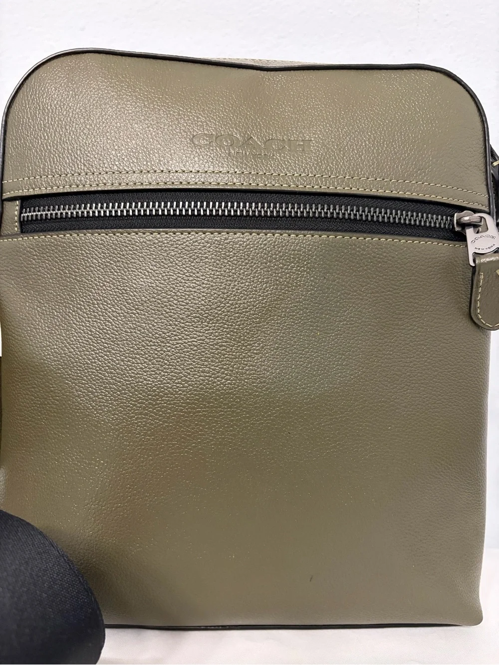 Coach Houston Olive Green Flight Bag (#CP756) Pebbled Leather Small Crossbody